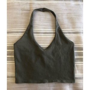 Express Army Green Halter Crop Top